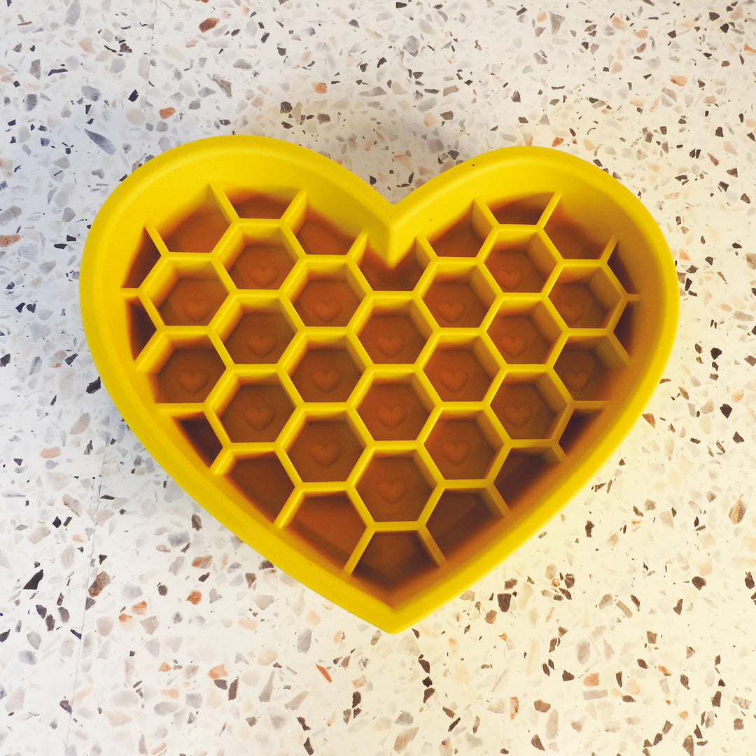 Heart Slow Feeder & LickMat-Golden Yellow