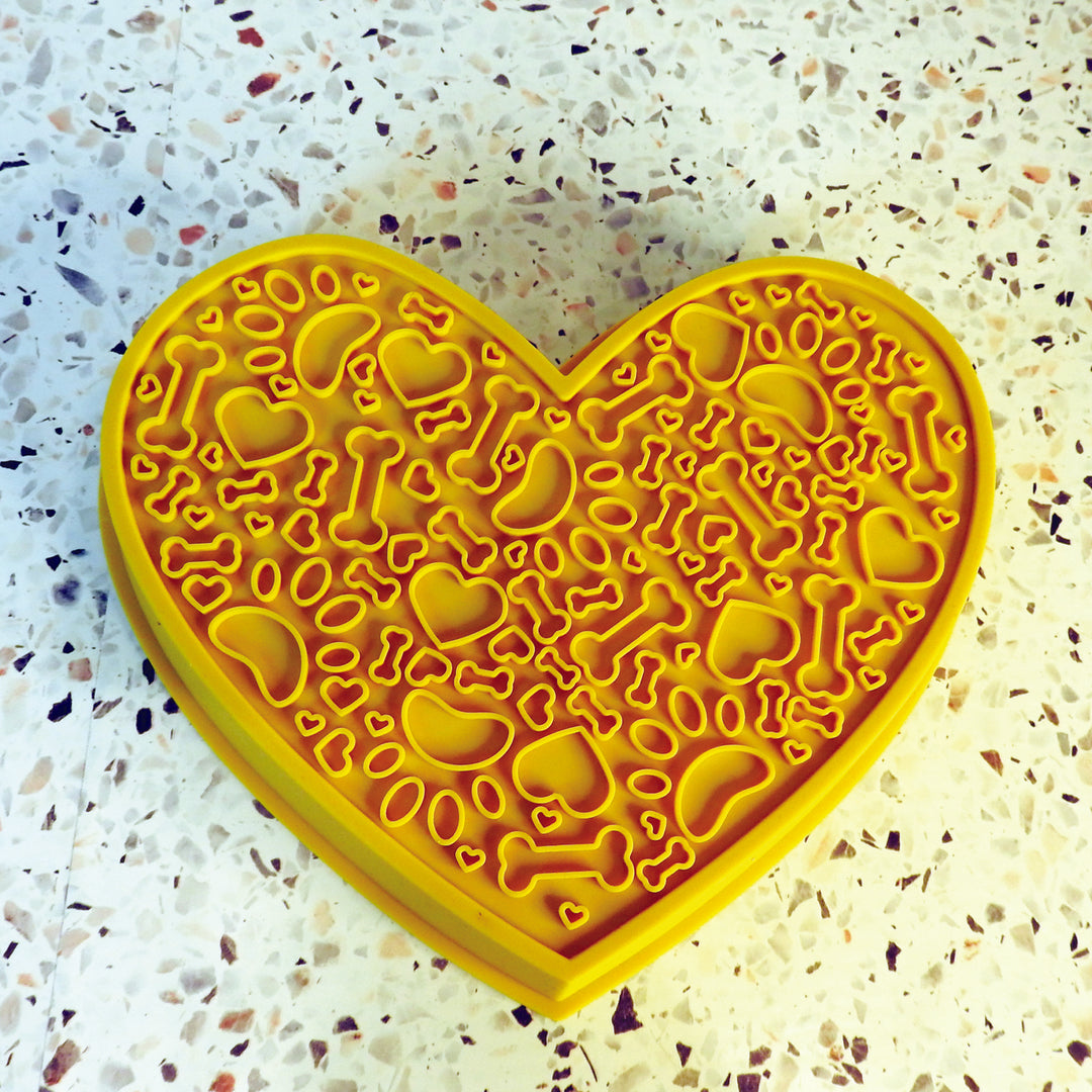 Heart Slow Feeder & LickMat-Golden Yellow