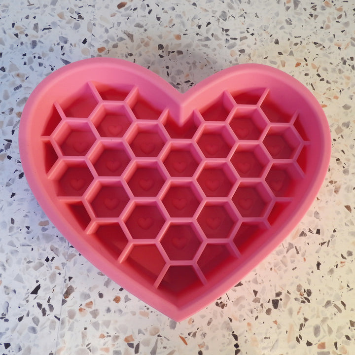 Heart Slow Feeder-& Lick Mat Lollipop Pink