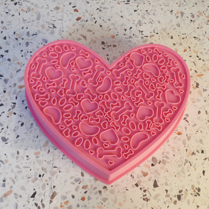 Heart Slow Feeder-& Lick Mat Lollipop Pink