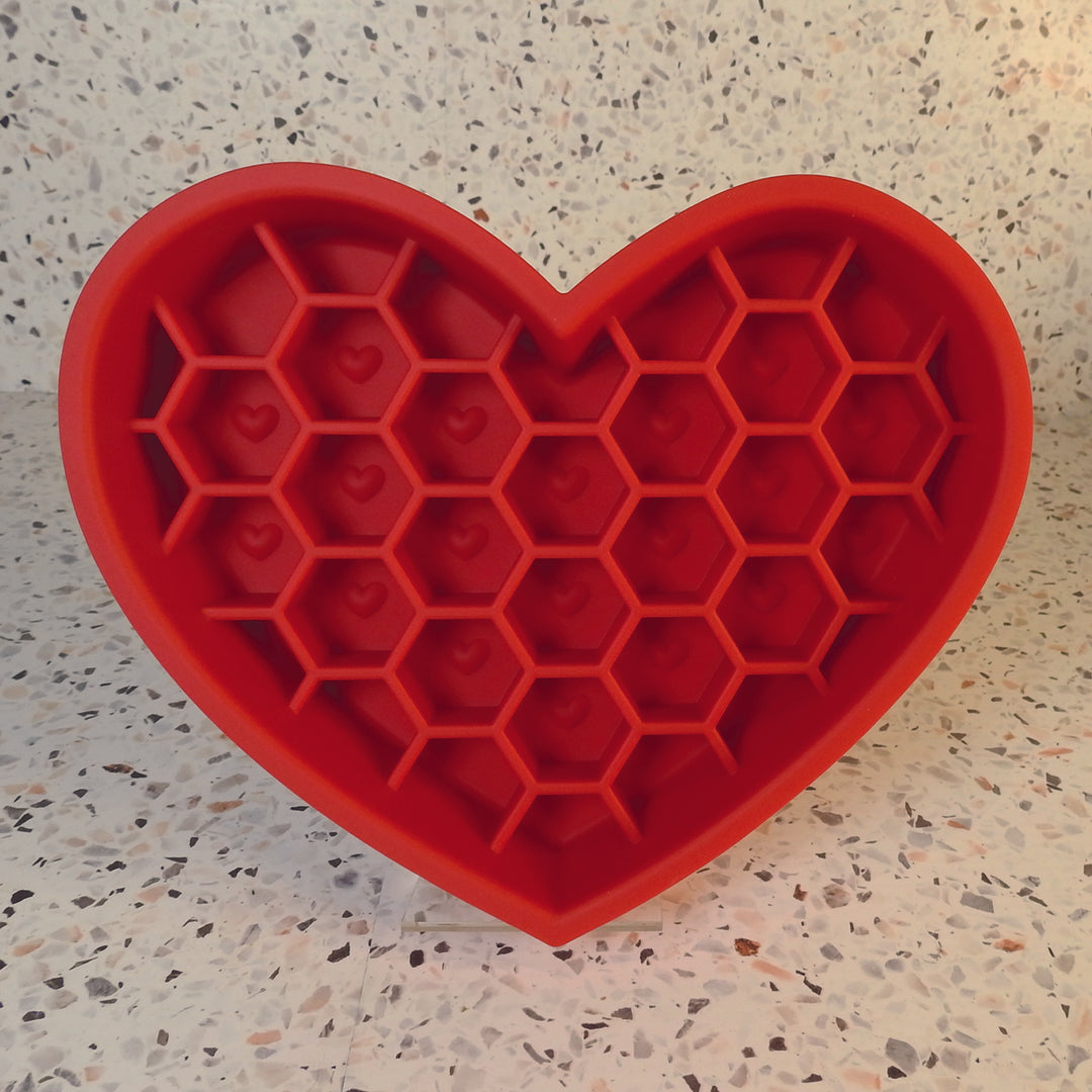 Heart Slow Feeder & Lick Mat-Scarlet