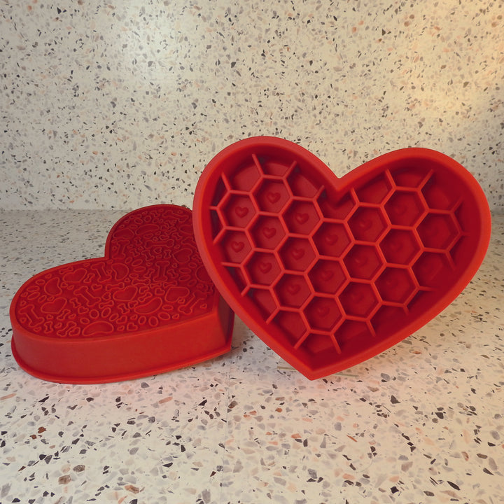 Heart Slow Feeder & Lick Mat-Scarlet