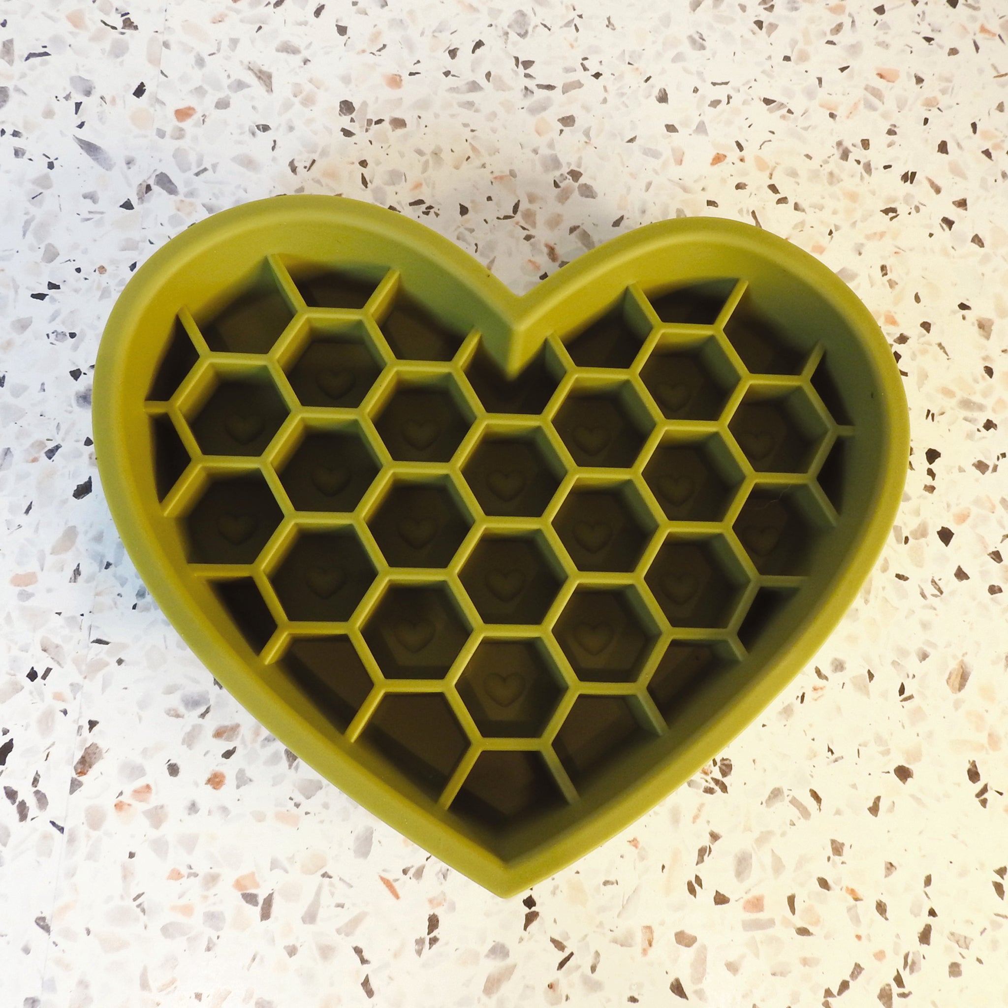 Heart Slow Feeder & LIck Mat - Olive